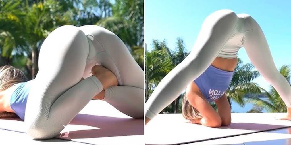 Piger i tætsiddende yoga bukser flasher cameltoe (giffer)