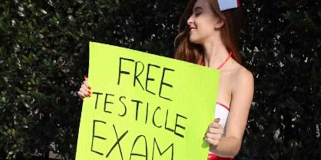 Her tilbydes gratis bryst og testikel tjek. (prank)